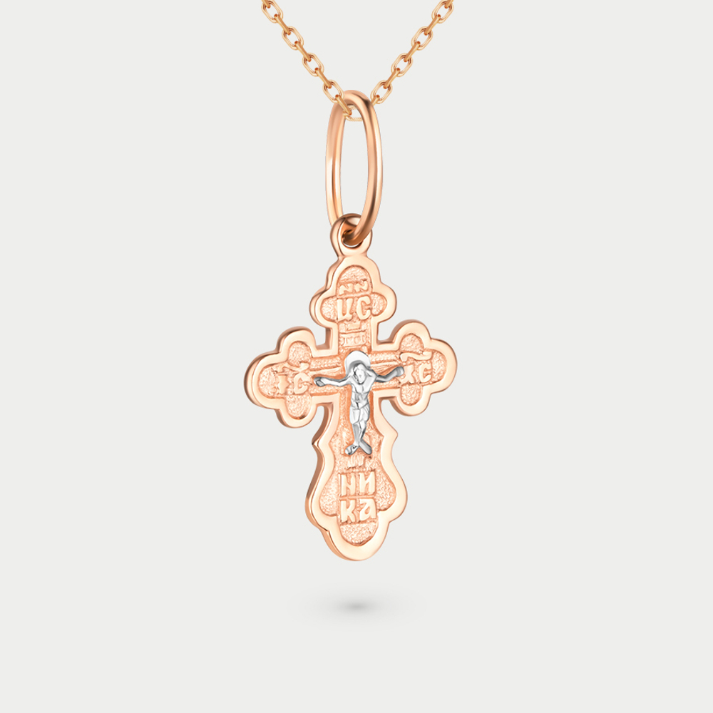 Крест женский православный из розового золота 585 пробы без вставок (арт. 700337-1002)