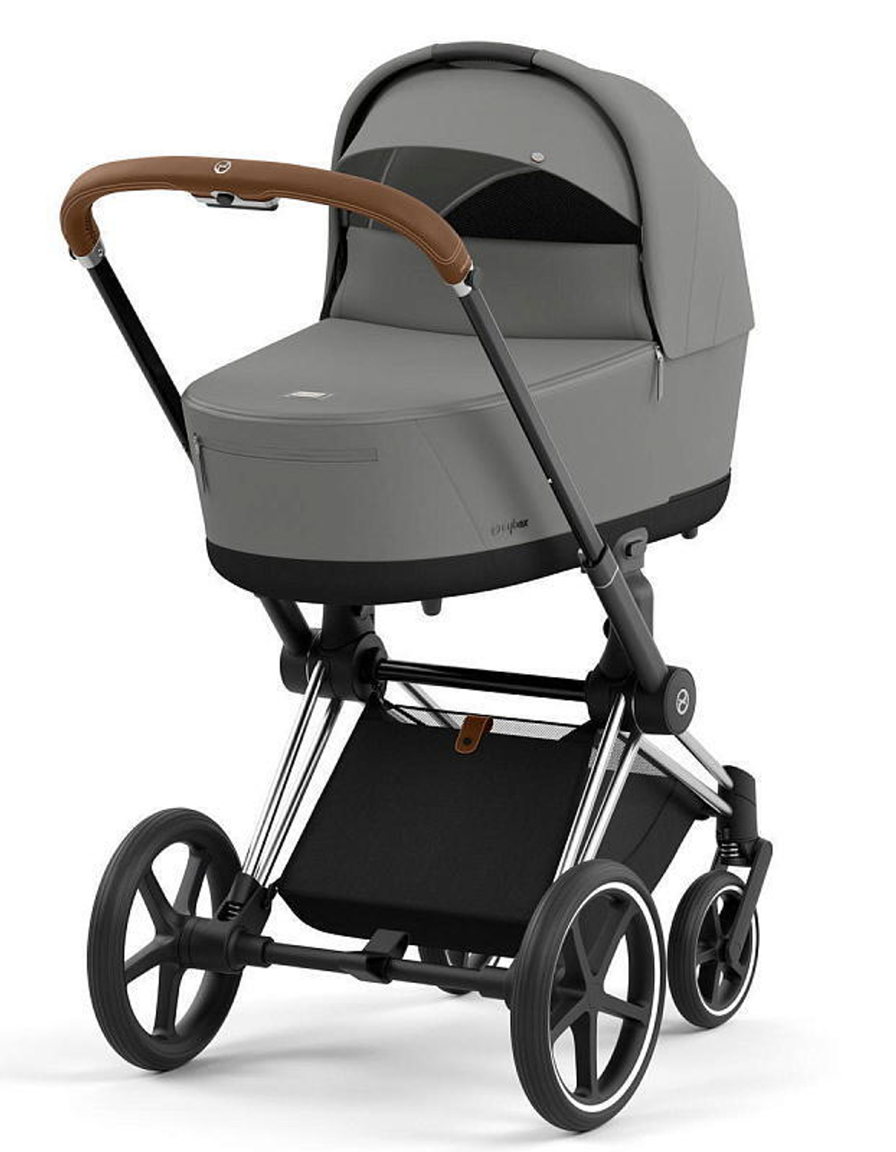 Коляска 3 в 1 Cybex Priam IV Chrome Brown complete и автокресло Cloud T i-Size Platinum White Plus Mirage Grey