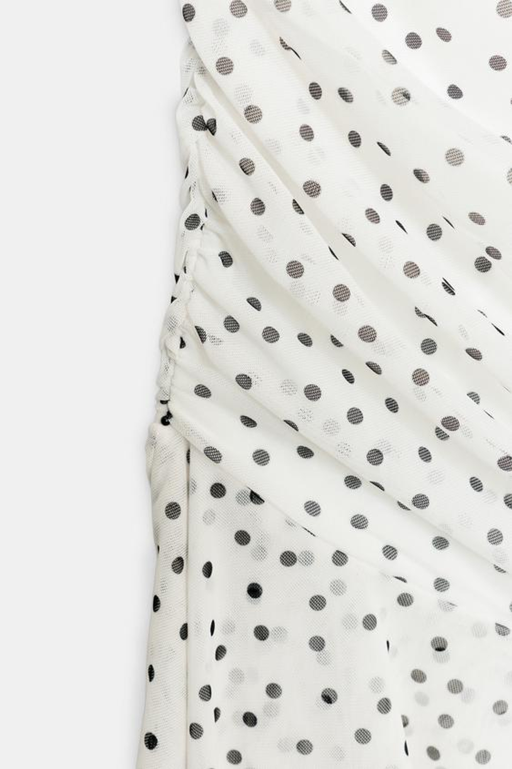 ZARA ПЛАТЬЕ МИДИ В ГОРОШЕК, БЕЛЫЙ/ЧЕРНЫЙ