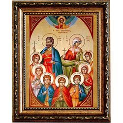 Мученики Терентий и Неонилла и чада их: Сарвил, Фот, Феодул, Иеракс, Нит, Вил и Евникия. Икона на холсте.