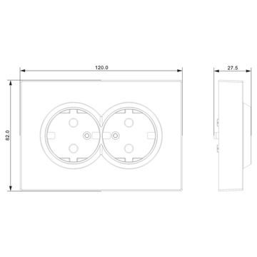Накладка для розетки 2-й с заземлением,  со шторками 16A 250 В~,  матовый кремовый,  серия A07