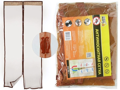 Сетка антимоскитная на магнитах "Капутомоскито" с утяжелителями, дизайн "Птички", цвет коричневый