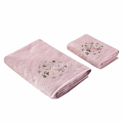 Набор полотенец 2шт 50х90,70х140 Arya home Bird розовый