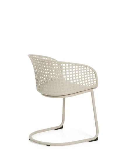 Уличный стул Tenaro из бежевого пластика и стали