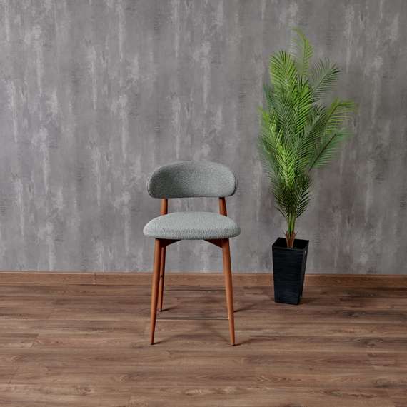 Полубарный стул Mod, светло-серое букле, ножки цвета орех