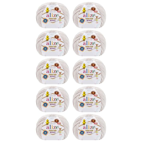 Пряжа Alize (Ализе) Cotton Gold Hobby New / уп.10 мот. по 50 г, 165 м, 599 светло-бежевый