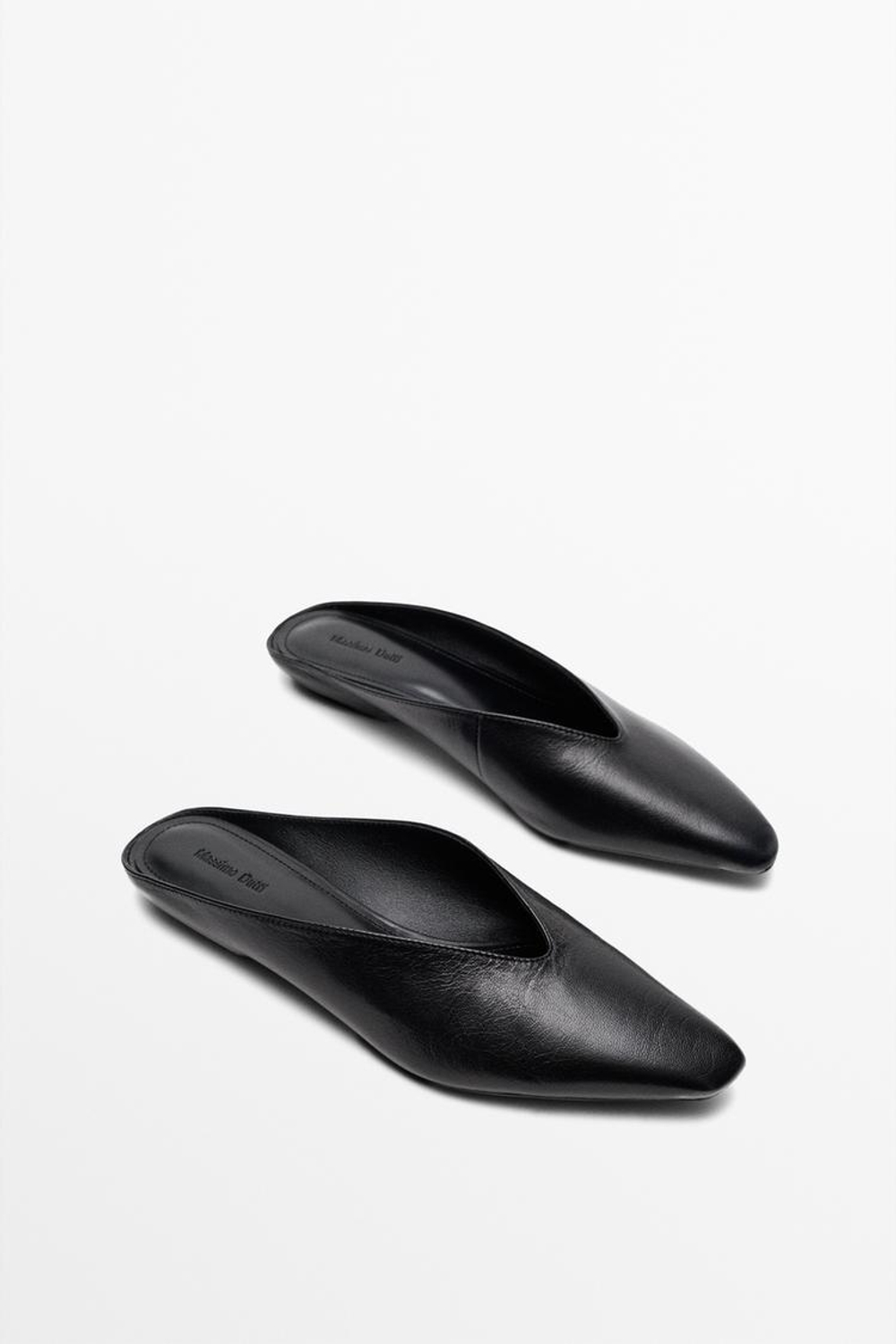 Massimo Dutti Мюли из мягкой кожи, черный