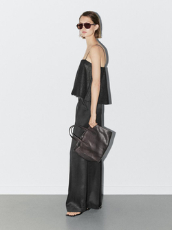 Massimo Dutti Топ свободного кроя с прямым вырезом - Studio, черный