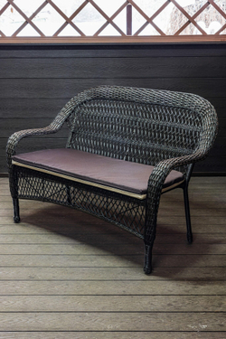 Двухместный диван из искусственного ротанга МЭДИСОН НЬЮ «MEDISON NEW» арт.A07202 dark brown с подушками на сидение