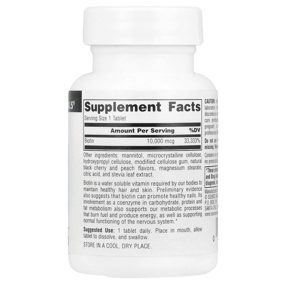 Source Naturals, Biotin Fast Melt ™, 10 000 мкг, 120 таблеток