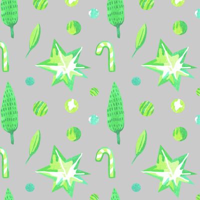 Бесшовный акварельный принт зелёным рождеством