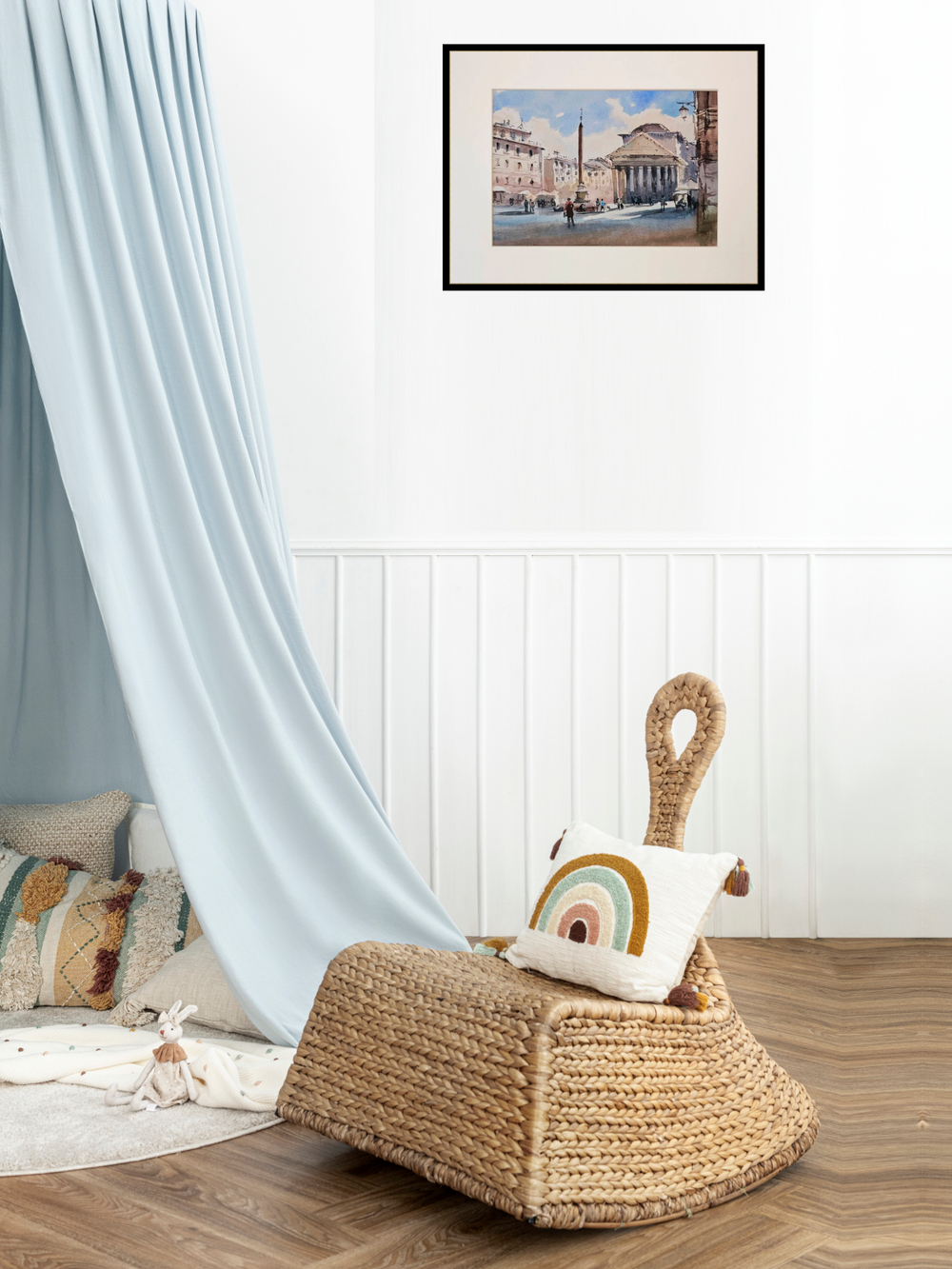 Картина авторская акварельная в паспарту 30х40 см на стену для интерьера "Пантеон. Рим"