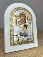 Св. Семейство, икона арочная, белое дерево 105х140