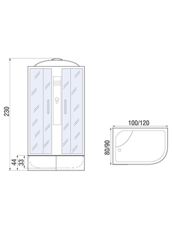 Душевая кабина RIVER DESNA XL 100/80/44 MT L   100x80x230 10000006143 Левая Асимметрия