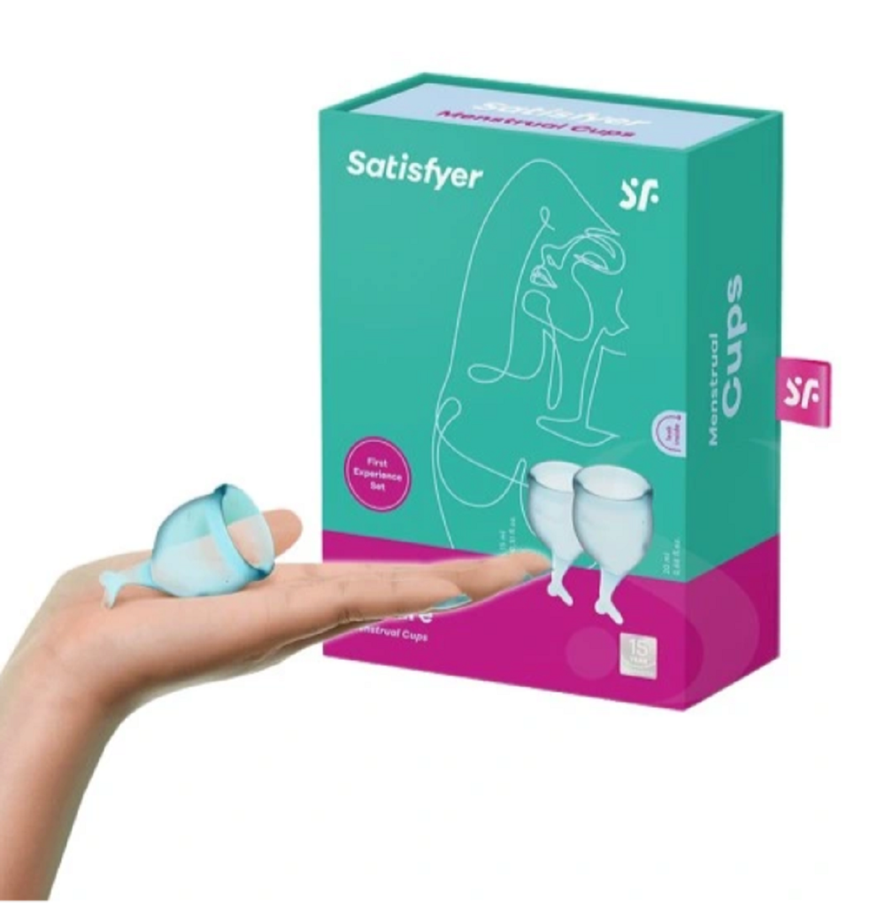 Набор менструальных чаш Satisfyer Feel secure Menstrual Cup голубой 2 шт