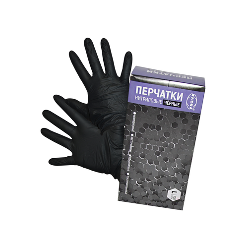 Перчатка нитрил L неопудр AVIORA черная 100 шт/10