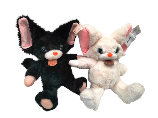 Мягкая игрушка Кот ушастый черный / белый 35см