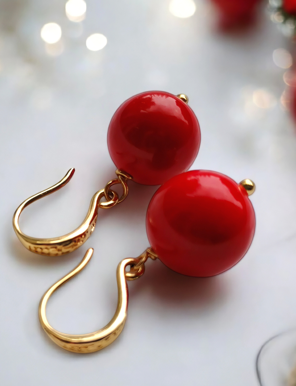 Серьги с натуральным красным кораллом