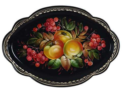 Жостовский поднос декоративный, размер 32х22 см (A11), металлический