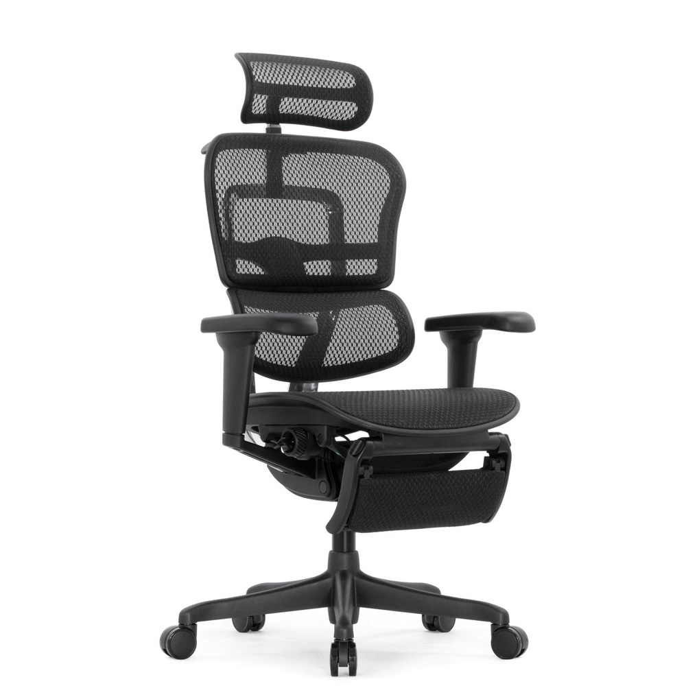 Кресло FALTO Ergohuman Ultra с подножкой ( чёрный каркас /сетка чёрный T-168-B1 Black )