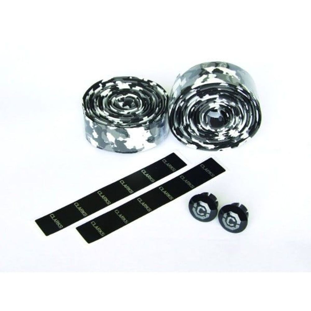 Обмотка руля CLARKS CHBT28BW корковая+крепеж+заглушки на руль, камуфляж черно-белый (3-185)