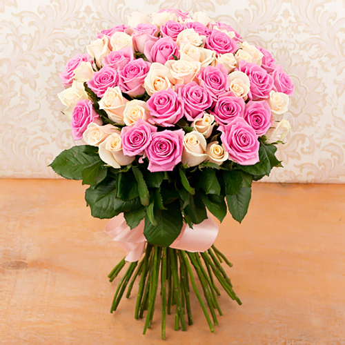 Купить Розы микс "Ванильный зефир" от 9шт