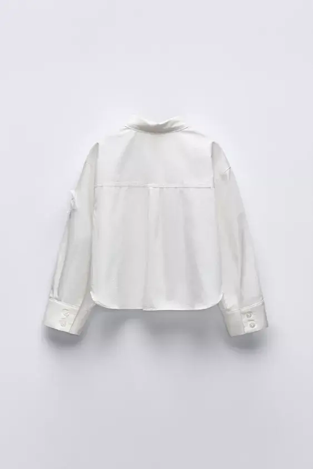 ZARA РУБАШКА С ЦВЕТОЧНЫМ УЗОРОМ 3D, БЕЛЫЙ