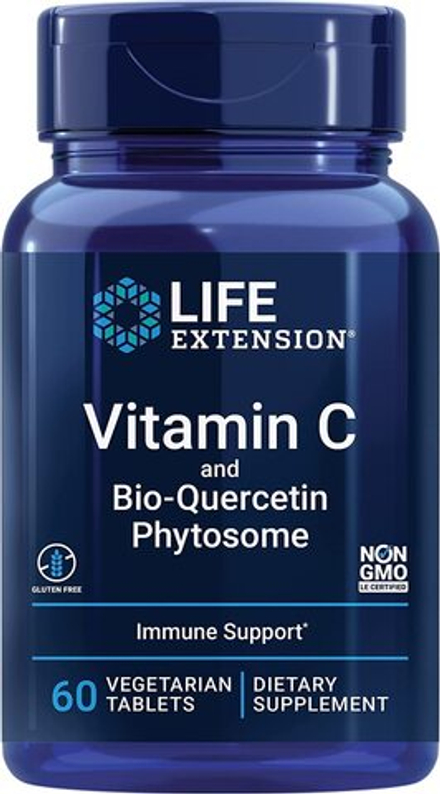 Life Extension, Витамин C с биокверцетином, Vitamin C and Bio-Quercetin, 60 вегетарианских капсул
