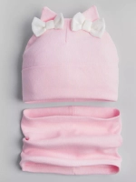 Осенняя шапка для девочки с ушками и снуд