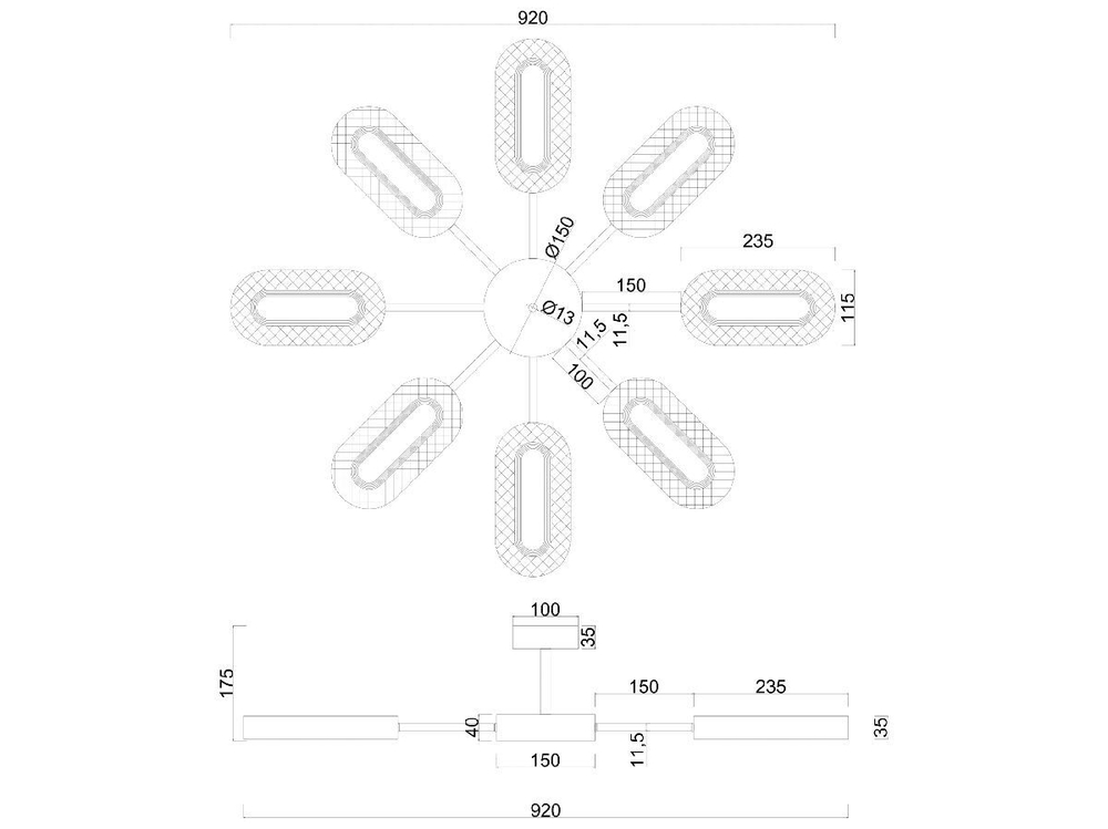 Потолочная люстра Arte Lamp Ovale A2489PL-8GO