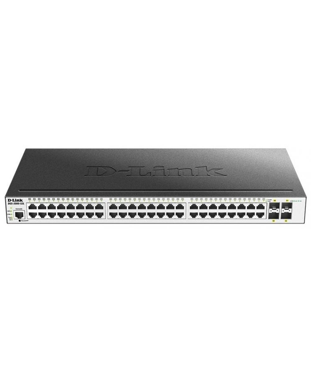 D-Link DGS-3000-52L/B1A Управляемый L2 коммутатор с 48 портами 10/100/1000Base-T и 4 портами 1000Base-X SFP