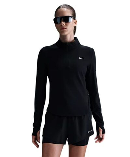 Женская теннисная футболка   Nike Dri-Fit Swift UV 1/4-Zip Running Top - black