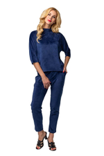 Костюм с декором на груди и замочком на спинке (Размер: XL) (Цвет: синий)