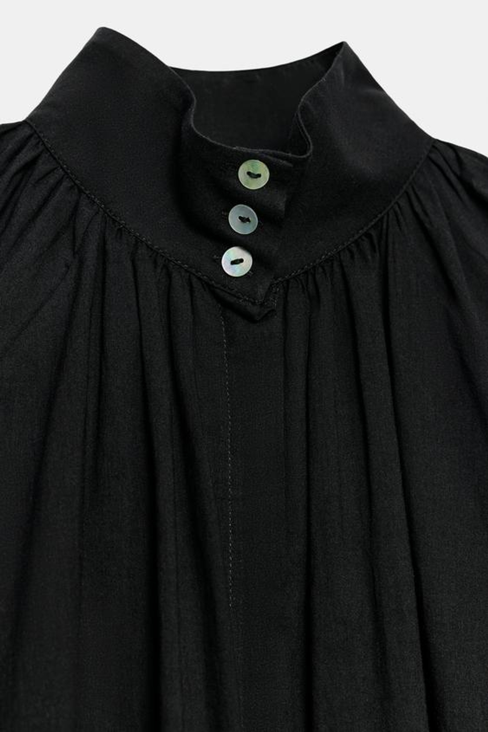 ZARA РУБАШКА С ВОРОТНИКОМ-СТОЙКОЙ ZW, ЧЕРНЫЙ