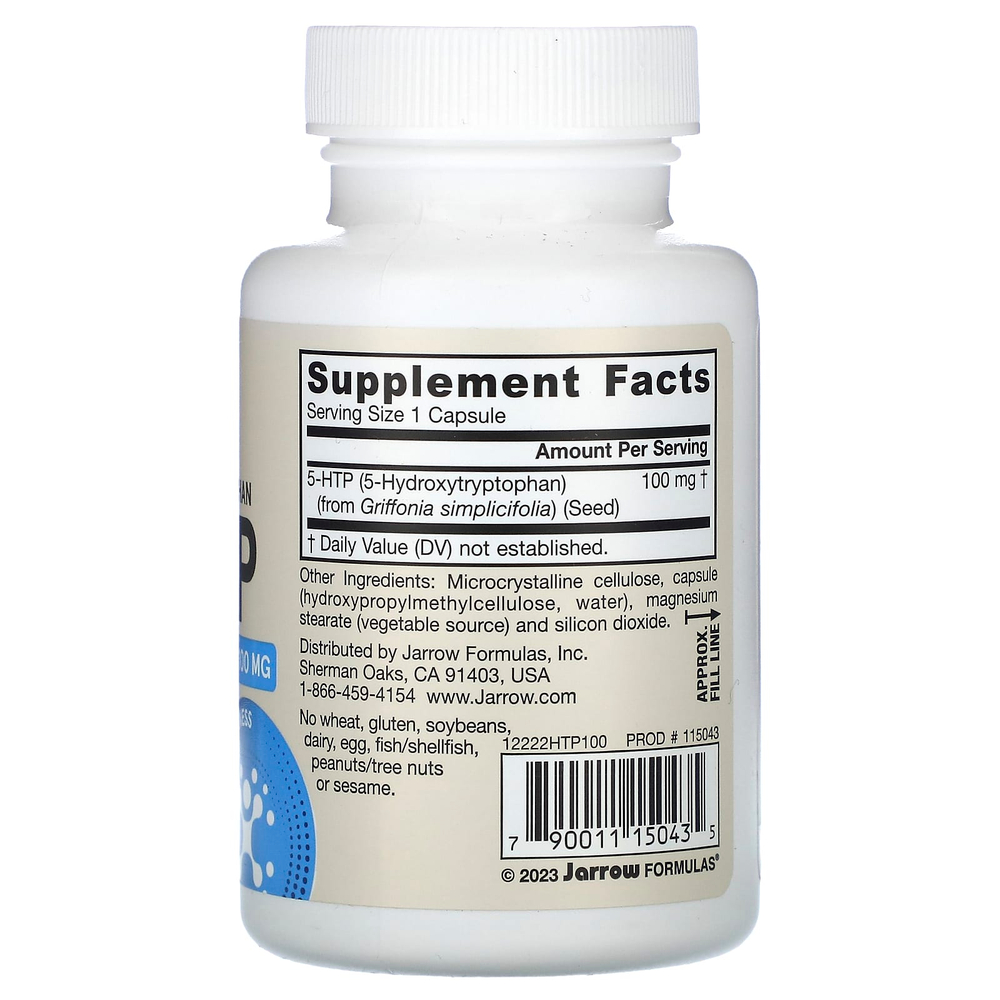 Jarrow Formulas, 5-гидрокситриптофан, 100 мг, 60 вегетарианских капсул