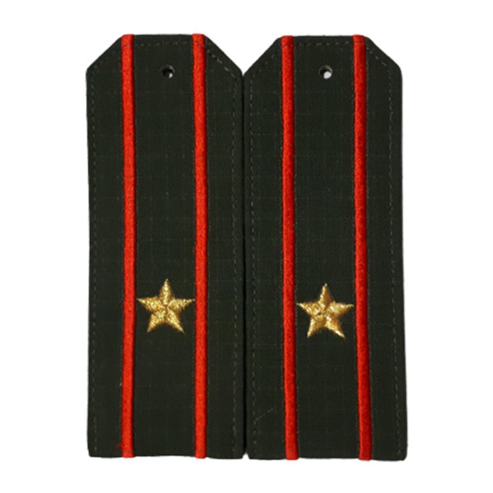 Погоны белые с 2 красными просветами (пог.лента,на пластике)