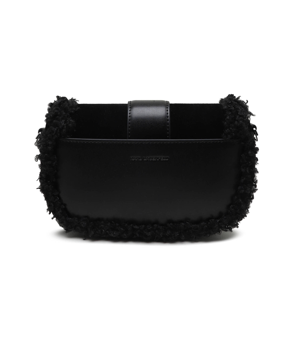 Кожаная сумка-мессенджер k/saddle suede shear Karl Lagerfeld - черный(236W3031)