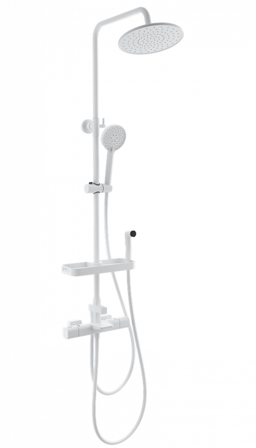 Душевая система с термостатом WONZON & WOGHAND Plate, Белый матовый (WW-C3017-A1-MW)