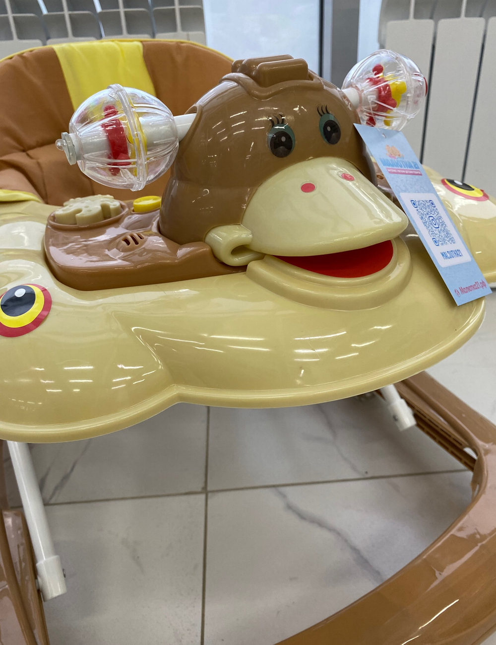 Ходунки SBL 5301 (Teddy Bear)  бежевый (силиконовые колеса)