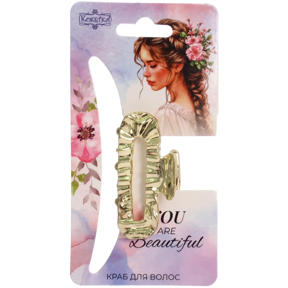 Заколка-краб для волос «AKS - DesignPRO», овал, цвет золото и хром, 5*2,3см