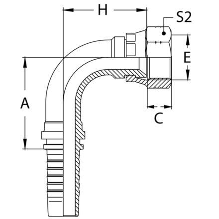 Фитинг DN 12 DKI (Г) 22x1.5 (90) накидная гайка
