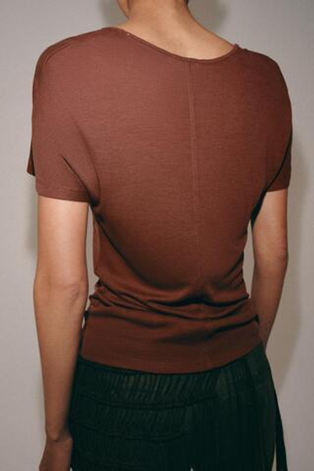 ZARA СВОБОДНАЯ ФУТБОЛКА С КОРОТКИМИ РУКАВАМИ, ЦВЕТ РОЗОВОГО МЕЛА