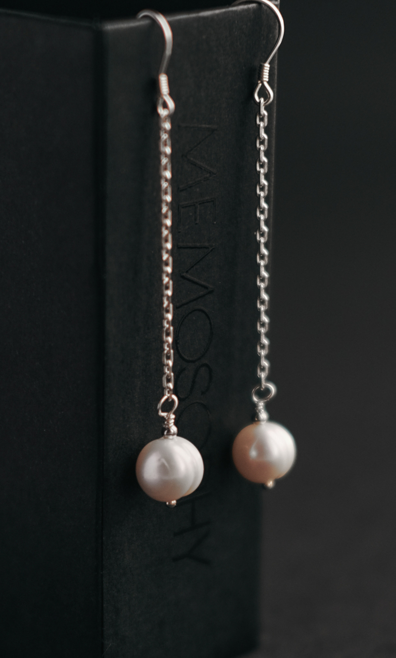 Серьги "Memo about Relationship" из жемчуга длинные серебро 925