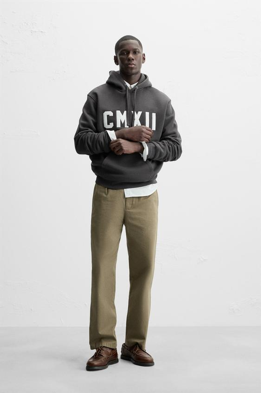 ZARA ХУДИ С ВЫШИТЫМИ НАДПИСЯМИ, АНТРАЦИТОВО-СЕРЫЙ