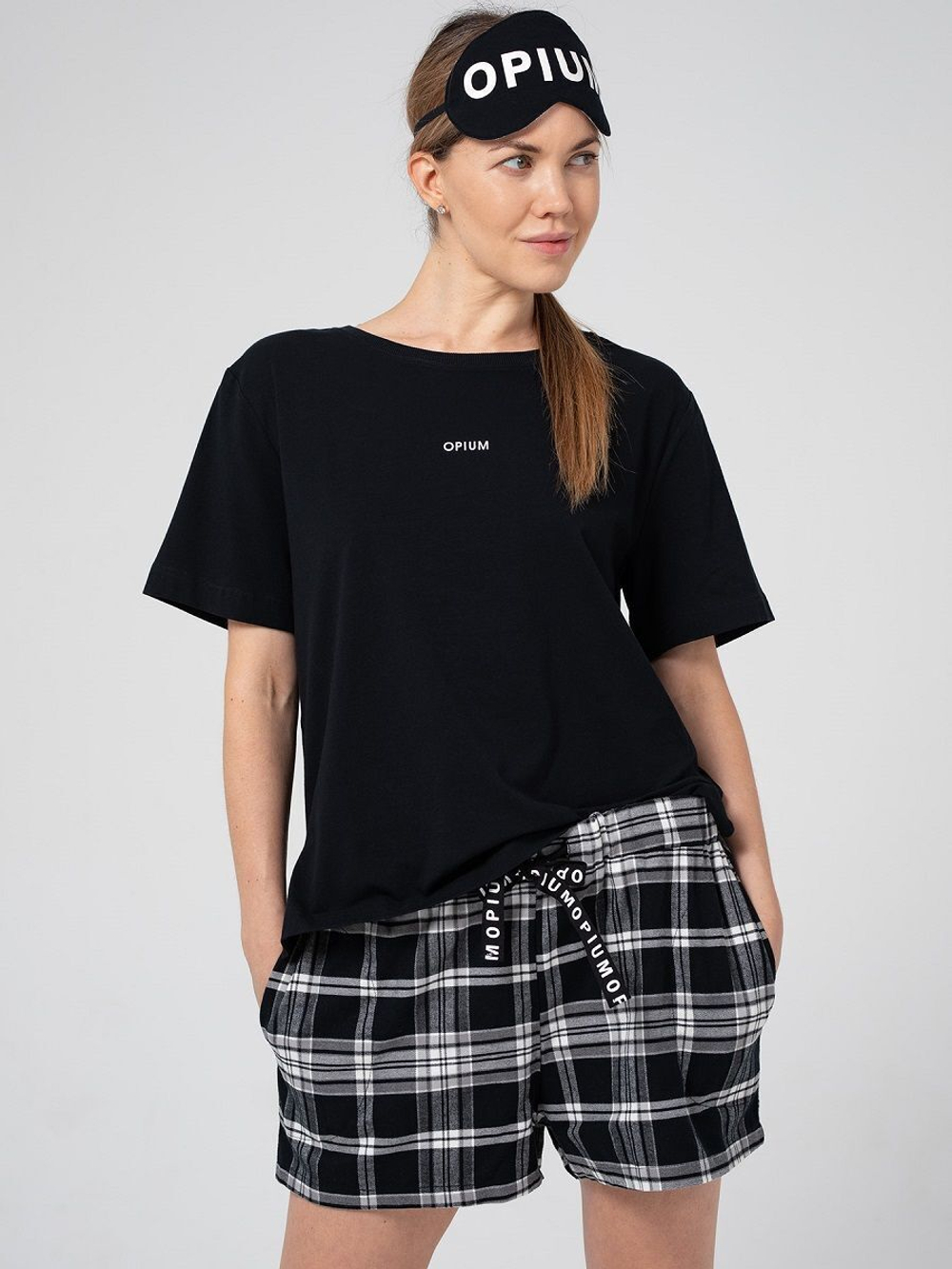 Уютный пижамный комплект с маской (Размер: XL) (Цвет: черный)