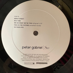 Винтажная виниловая пластинка LP Peter Gabriel So (USA 2002) Classic Records