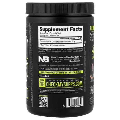 NutraBio, микронизированный моногидрат креатина, Paradise Punch, 378 г (13,3 унции)