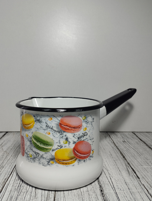 Ковш 1л с носиком без крышки белый Цветное печенье 90104-072/4