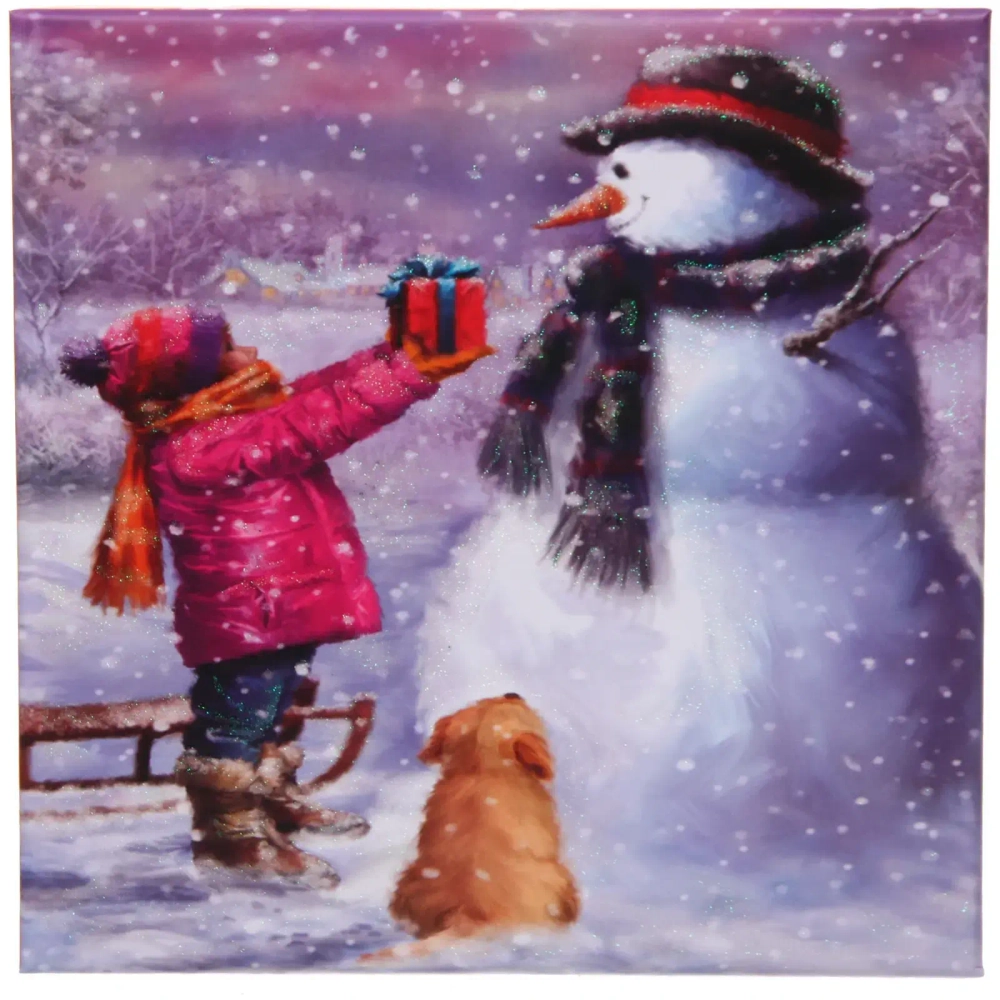 Коробка подарочная «Дед Мороз и кошка» 18*18*8,5 см