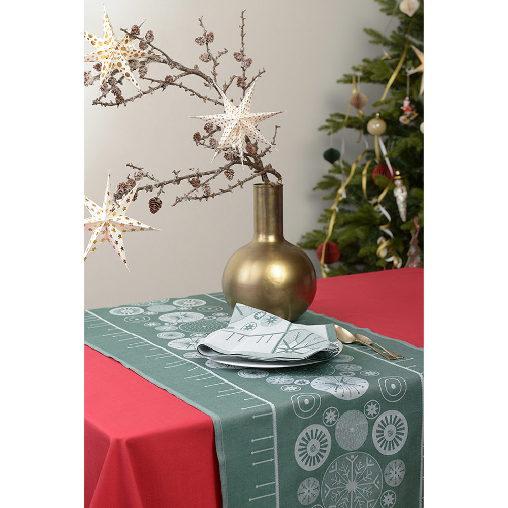 Салфетка сервировочная 53x53 Tkano New Year Essential Ледяные узоры зеленая